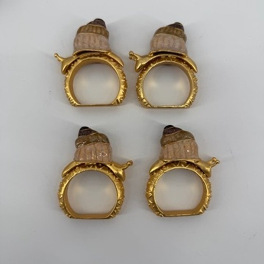 Bombay Company Gold Tone Metal Enamel Snail‎ Napkin Rings Set of 12 Table Decor - Picture 7 of 8